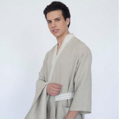 Universalus lininis chalatas KIMONO NATURAL