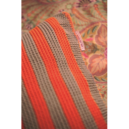 Dekoratyvinė pagalvė Blockstripe Bonsoir Stripe Orange knitted internetu
